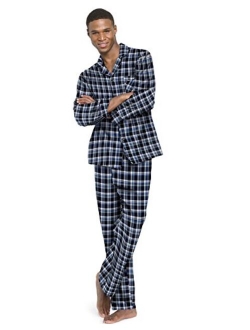 Mens Flannel Long Sleeve Checked Pajamas Set