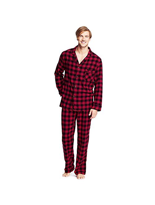 Hanes Mens Flannel Long Sleeve Checked Pajamas Set