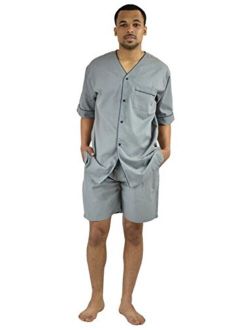 Up2date Fashion Men's Woven S/S Pajama Set with Shorts