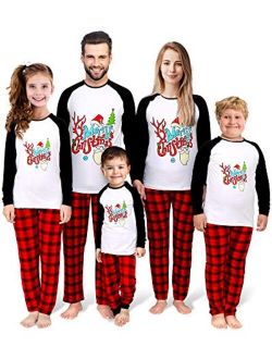 QUNISY Family Christmas Pajamas Matching Sets,Christmas PJs for Holiday Xmas Sleepwear