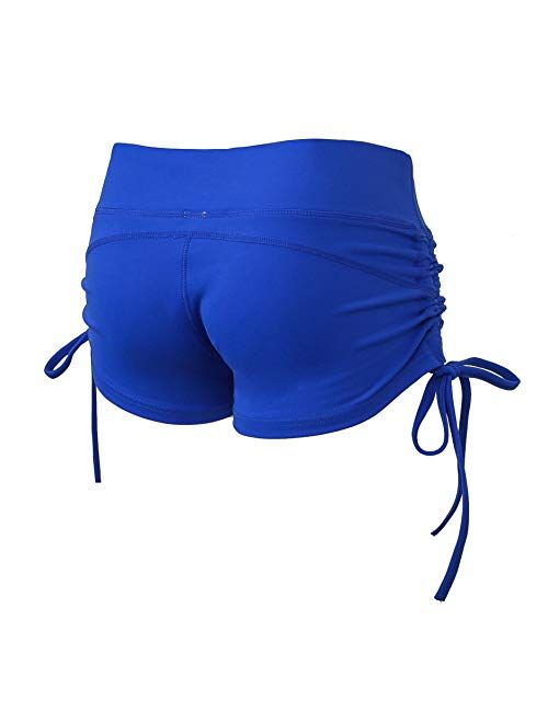 Kipro Women's Elastic Fitness Running Sport Yoga Shorts with Side Drawstring