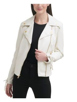 Women's Faux-Leather Asymmetrical Moto Coat