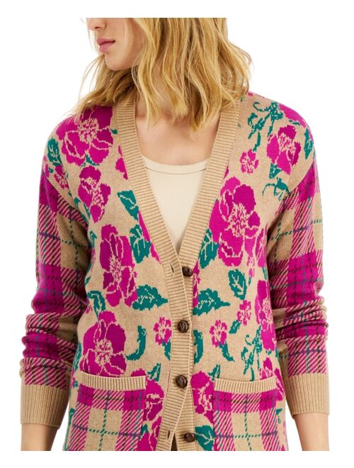 Charter Club Floral Button Up Cardigan, Created for Macy's