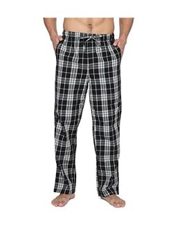 Men's Cotton Woven Plaid Pajama Lounge Sleep Pants PJ Bottoms with Drawstring and Pockets M38