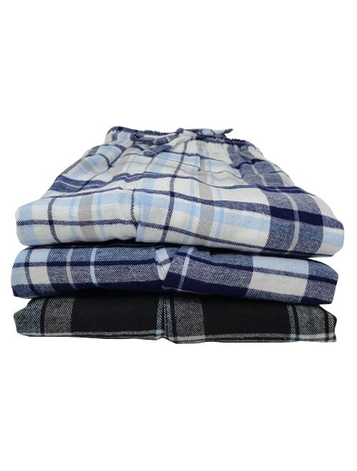 American Heaven AMERICAN ACTIVE Men's 3 Pack 100% Cotton Flannel Lounge Pajama Sleep Pants