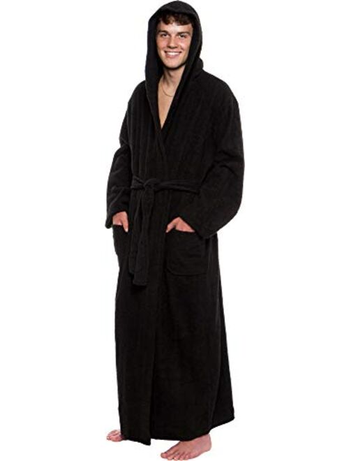 Ross Michaels Mens Robe Big & Tall with Hood - Long Terry Cotton Bathrobe with Shawl Collar