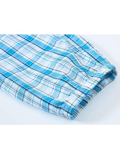 JINSHI Mens Pajama Bottoms Sleepwear Soft Cotton Plaid Lounge Wear Pants