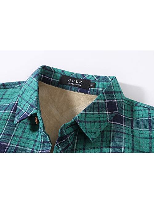 SSLR Mens Fleece Shirt Jacket Button Down Long Sleeve Plaid Flannel Jackets