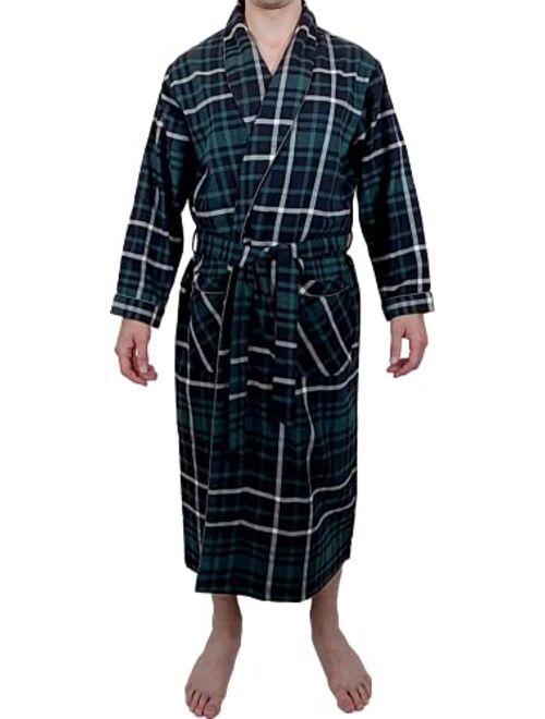 Andrew Scott Mens 2 Pack Long Sleep -Sauna Robe / 100% Cotton Flannel Brush Warm Bathrobe