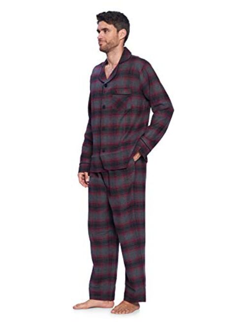Brooks Men’s Flannel Long Sleeve Pajamas Set Plaid Sleepwear & Loungewear Button Down PJ Set