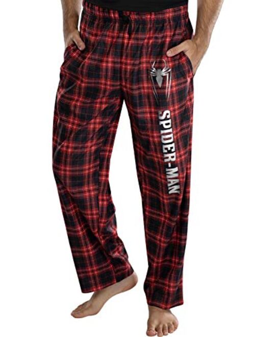 Marvel Comics Men's Spider-Man Logo Plaid Lounge Pants Sleepwear Pajama Pants