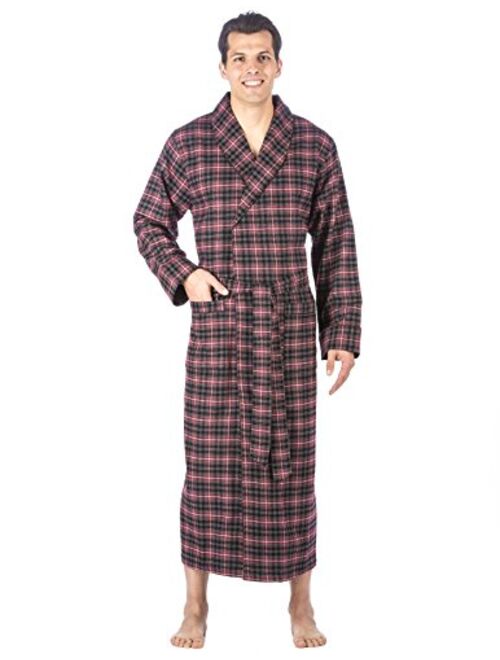 Noble Mount Twin Boat Mens Robe - 100% Cotton Flannel Robe, Full-Length Mens Bathrobe