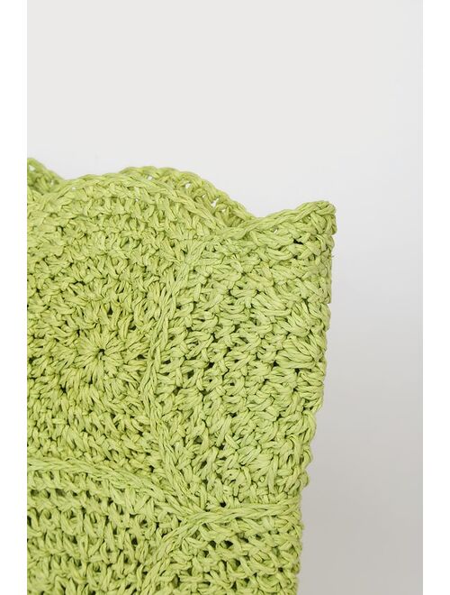 Lulus Time for Vacay Light Green Woven Straw Large Clutch