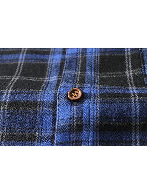 SSLR Mens Flannel Shirts Casual Button Down Brushed Long Sleeve Plaid Shirt for Men