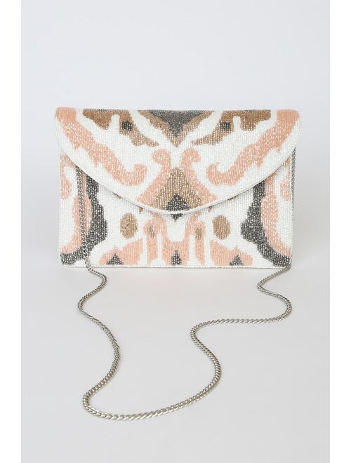 Lulus Best Glam Thing White Multi Beaded Clutch