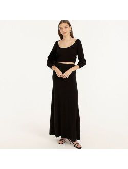 Featherweight cashmere long flare skirt