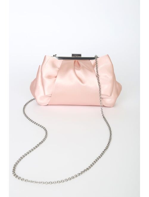 Lulus Something Special Light Pink Satin Clutch
