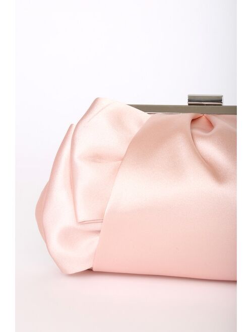 Lulus Something Special Light Pink Satin Clutch