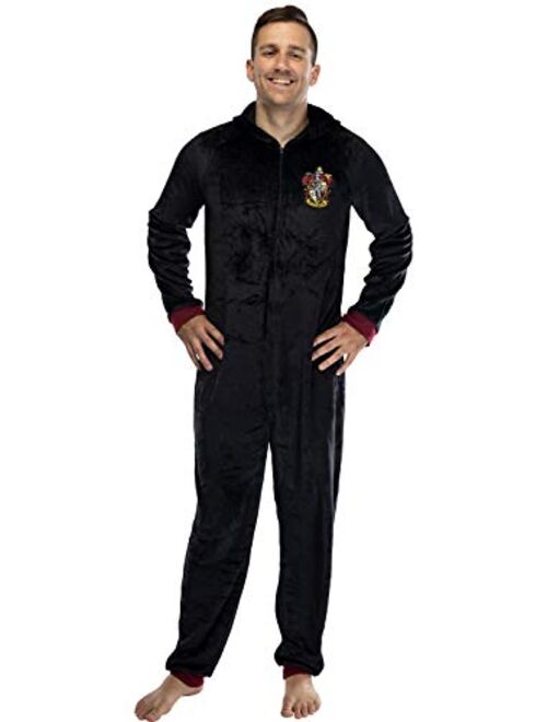 Intimo Harry Potter Men's Hooded One-Piece Pajama Union Suit - All 4 Houses Gryffindor, Slytherin, Ravenclaw, Hufflepuff