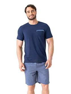 Men's Soft Cotton Short Sleepwear Top & Bottom Loungewear Pajama Set