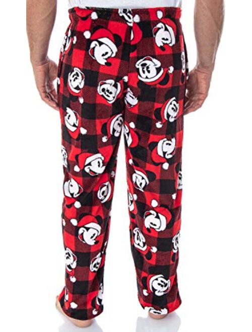 Disney Mickey Mouse Men's Plaid Minky Plush Fleece Pajama Pants
