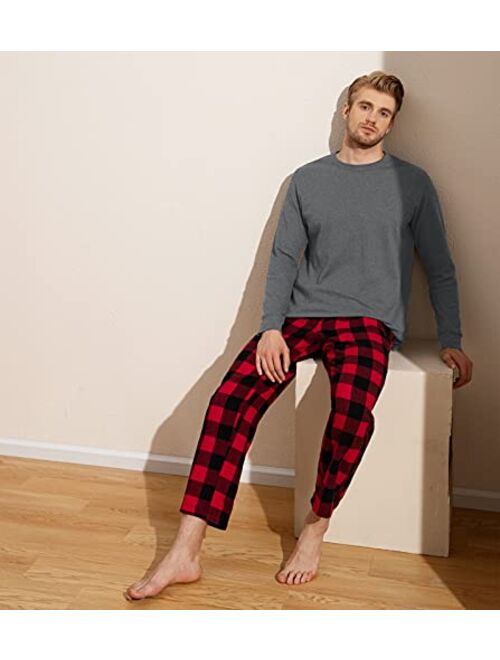 LAPASA Men's 100% Cotton Flannel Plaid Pajama Set PJ Long Sleeve Tops Bottoms with Pockets M95