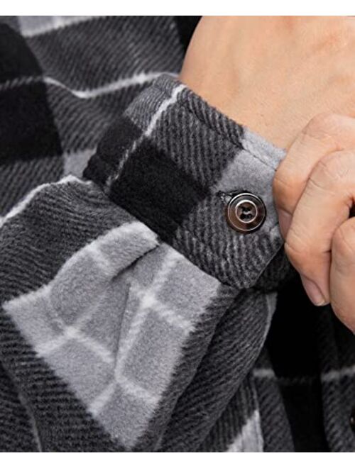 ThCreasa Men's Sherpa Fleece Lined Flannel Shirt Jacket Warm Button Down Plaid Shirt-Jacket