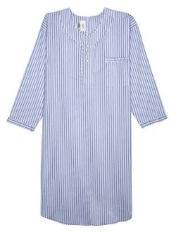 Comfort Men's Nightshirt Gown Long Sleeve Light Weight Cotton Poly