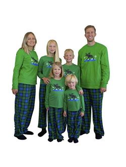 Mad Dog Concepts Matching Family Green Plaid Moose Christmas Holiday Pajamas Set + Slipper Socks