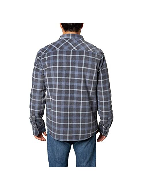 Voyager Men’s Long Sleeve Super Plush Fleece Sherpa Lined Plaid Flannel Jacket Shirt with Pockets