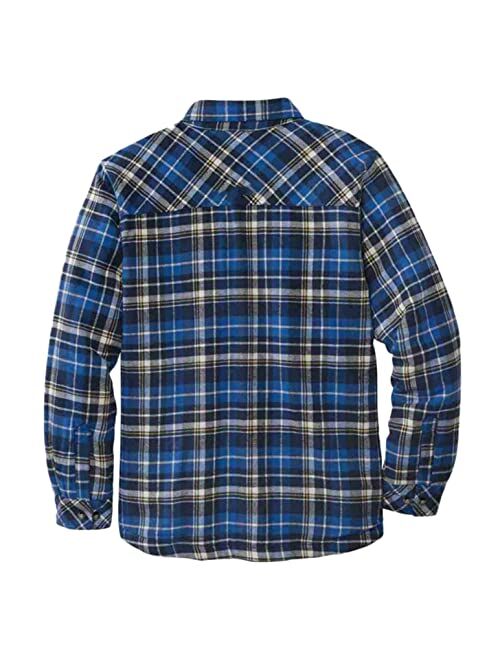 Wocoo Men's Fleece Sherpa Lined Flannel Shirt Jacket Heavyweight Thick Thermal Plaid Button Up Coat Warm Padded Plush Outwear