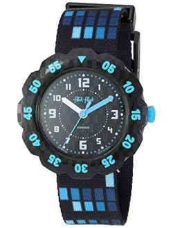 Kids' Futuristic Quartz Polyester Strap, Black, 16 Casual Watch (Model: ZFPSP036)