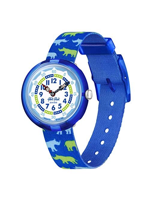 Flik Flak Kids' STANDARD (R25 STORY TIME) bio-sourced Plastic Quartz Recycled pet Strap, Blue, 14 Casual Watch (Model: ZFBNP174)