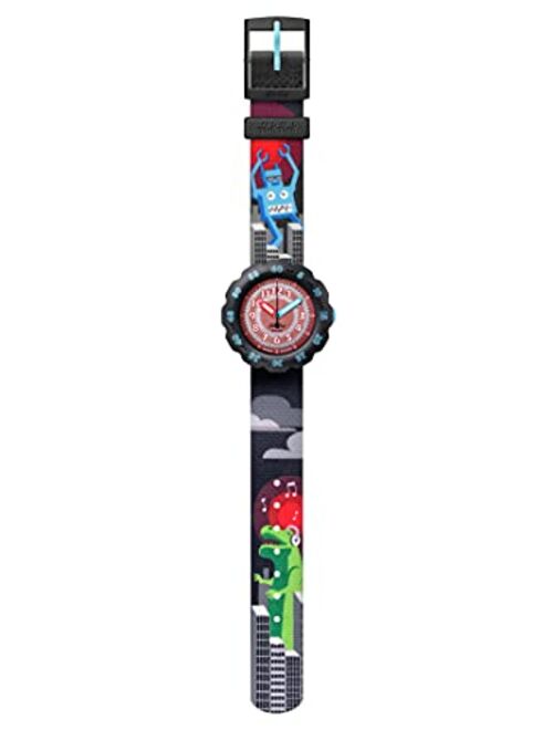 Flik Flak Kids' STANDARD (R26 POWER TIME 5+) Quartz bio-sourced Material Strap, Red, 16 Casual Watch (Model: ZFPSP047)