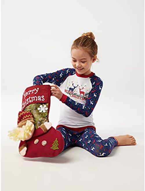 SIORO Matching Family Christmas Pajamas Set Holiday Santa Deer Pjs Sleepwear for Family
