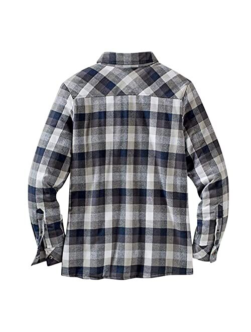 DZQUY Men's Sherpa Lined Flannel Shirt Jacket Soft Long Sleeve Rugged Plaid Button Up Jacket Winter Warm Fleece Lined Hoodies