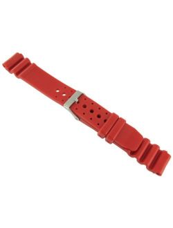 18mm Red Rubber Pro Sport Watch Band Strap Fits Seiko Diver & Others