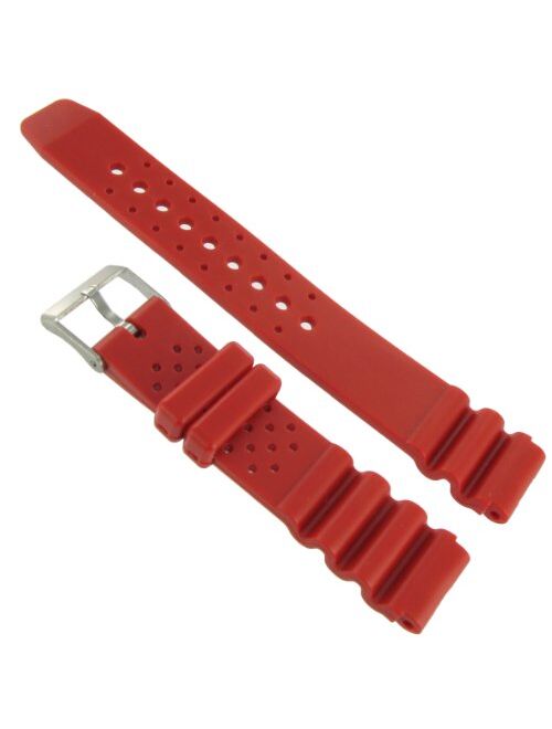 Speidel 18mm Red Rubber Pro Sport Watch Band Strap Fits Seiko Diver & Others