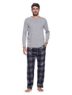 Men's Jersey Knit Long-Sleeve Top and Mink Fleece Bottom Pajama Set