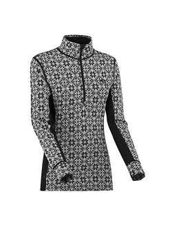 Women's Rose Base Layer Top - Half Zip Long Sleeve Wool Thermal Shirt