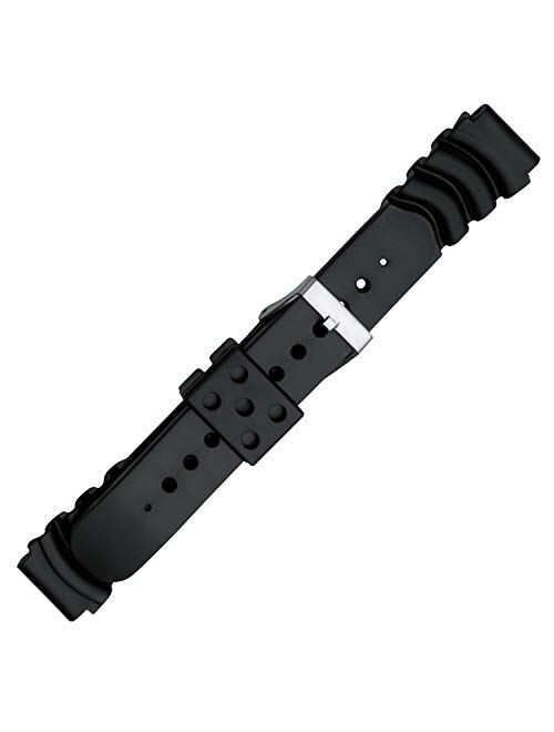 Speidel PVC Replacement Black Watch Band for Casio G Shock in 18mm and 20mm Extra Long