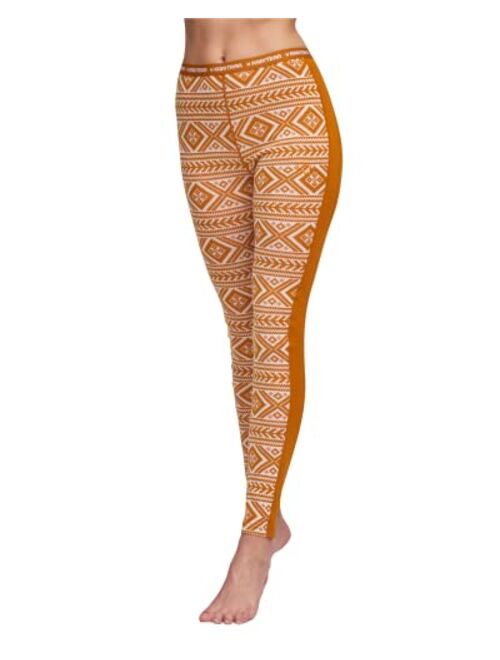 Kari Traa Women's Cold Weather Thermal Baselayer High Waist Elastic Waistband Leggings With All Over Floke Print