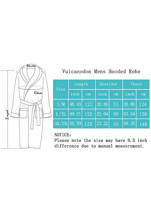 VULCANODON Mens Robe Plush, Shawl Collar Fleece Bathrobe Plaid Robe For Men