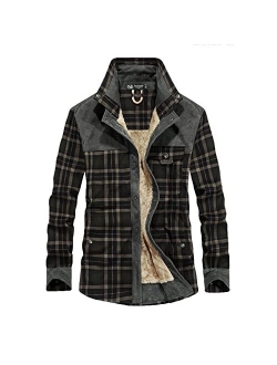 Fankle Mens Warm Sherpa Fleece Lined Shirt Jackets Button Down Thermal Plaid Flannel Coats Fall Winter Outwears