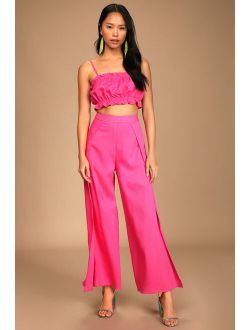 Postcards From Me Hot Pink Ruffled Two-Piece Jumpsuit