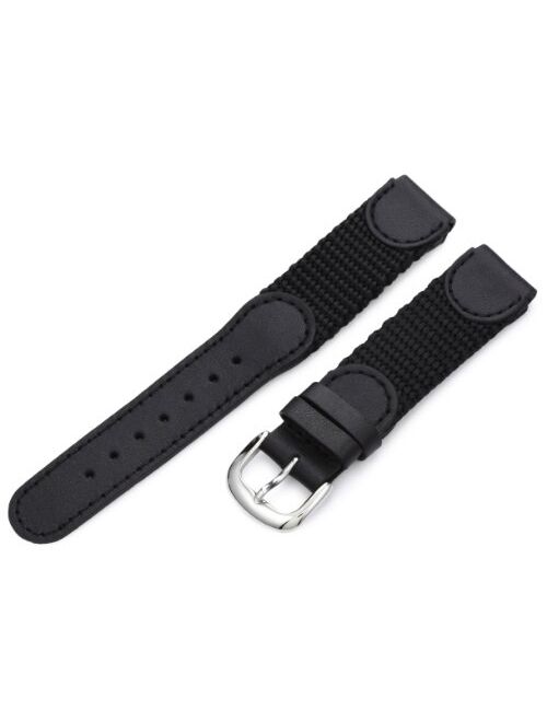 Hadley Roma Men's MSM866RA 160 16-mm Black 'Swiss-Army' Style Nylon and Leather Watch Strap