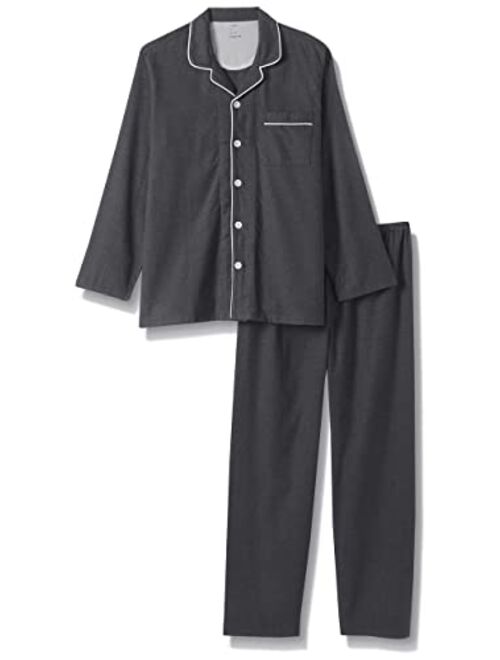 JSTEX Mens Pajamas Set for Men Pjs Sets 100% Cotton Flannel Pants Long Sleeve Sleepwear Button Down Adult Nightgown