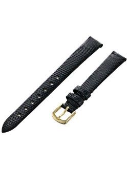 Women's 12mm Leather Watch Strap, Color:Black (Model: LSL700RA-120)