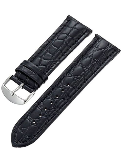 Hadley Roma Men's MSM907RA-200 20-mm Black Genuine Leather Watch Strap