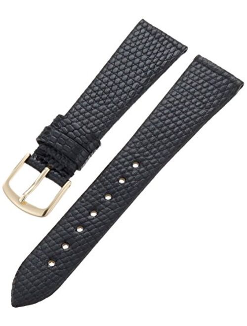 Hadley Roma Men's MSM700SA-180 18mm Short Black Genuine Lizard Leather Watch Strap